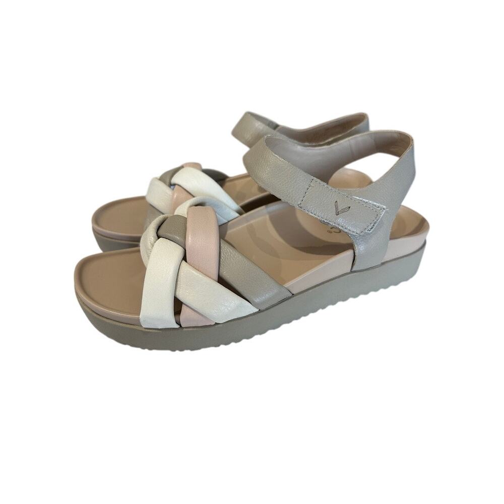 Vionic Rosa Leather Platform Strappy Sandals Cobblestone Multi Women’s Size 9